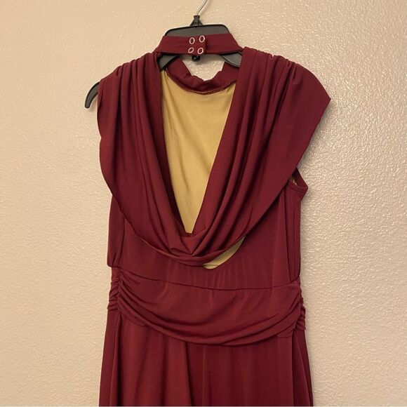 WEISSMAN Dance Costume burgundy red stretch Backing Down 11314 MA-Medium adult - Picture 4 of 11